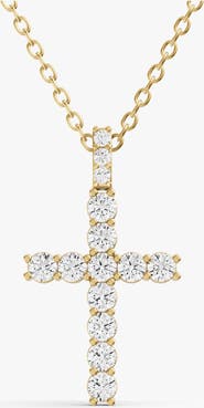 SEREIA OFFICIAL 14K Gold 2.5 ct Cross Pendant Necklace of Sereia