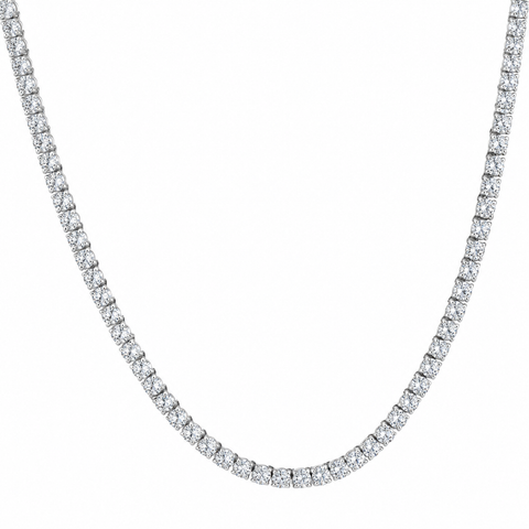 15" 20ct Tw Round Cut Lab Grown Diamond Tennis Necklace 14k Gold