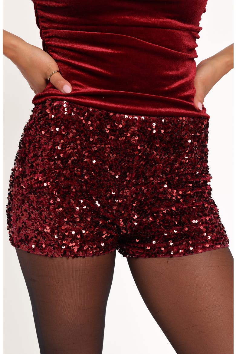 Scarlette Sequin Shorts, Alternate, color, BURGUNDY