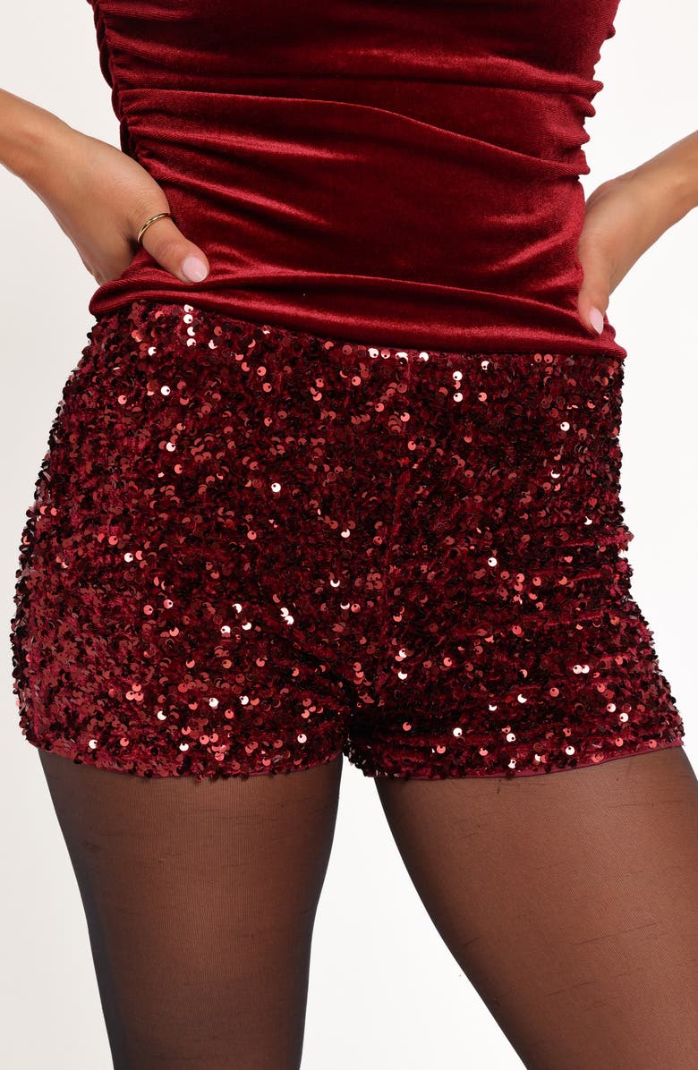 Petal & Pup Scarlette Sequin Shorts, Alternate, color, Burgundy