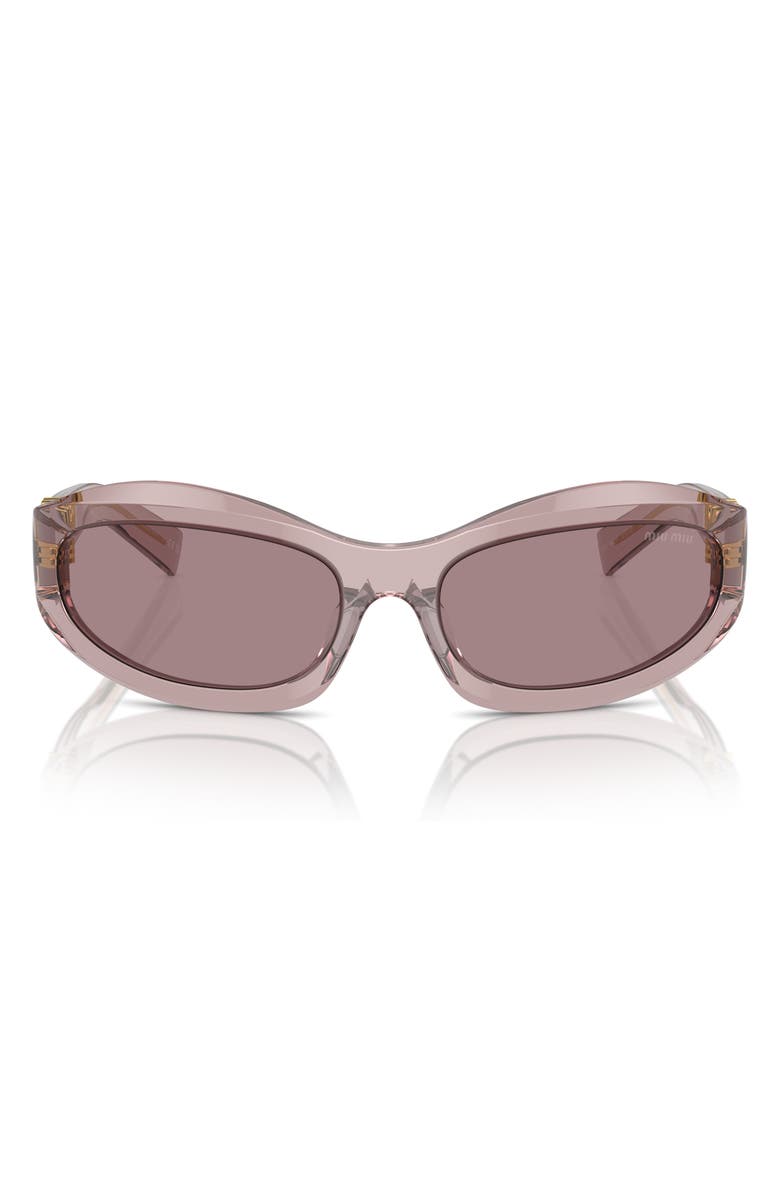 Miu Miu 61mm Oval Sunglasses, Alternate, color, Brown