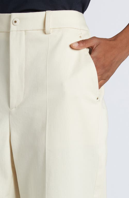 Moncler Cotton Stretch Twill Straight Leg Pants In Ivory