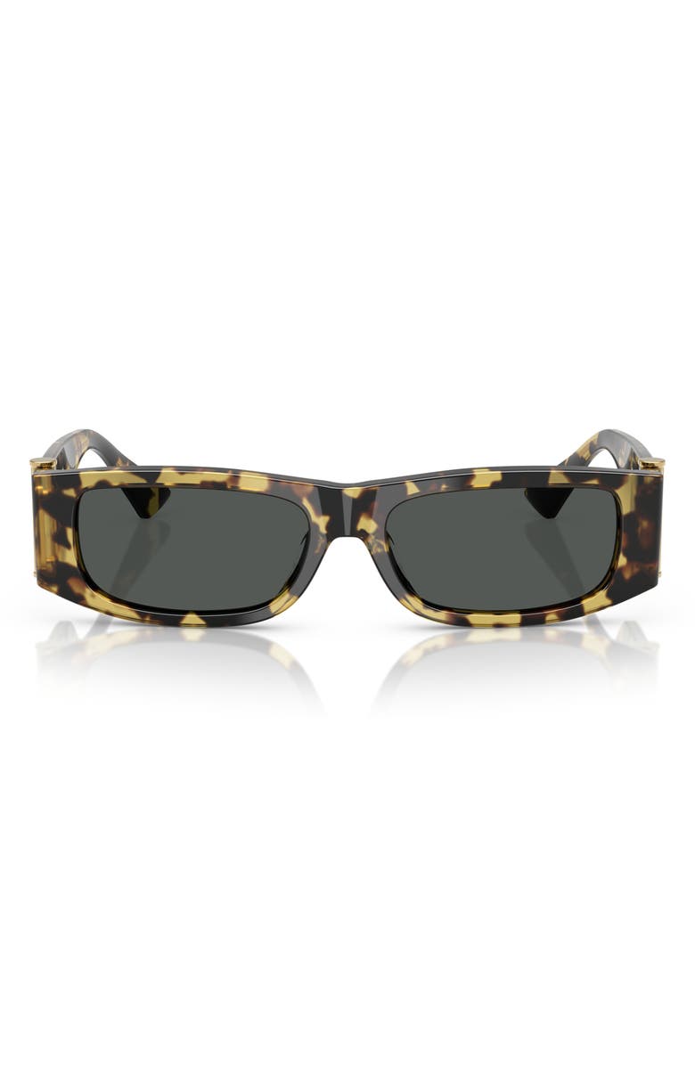Versace 55mm Rectangular Sunglasses, Main, color, Havana