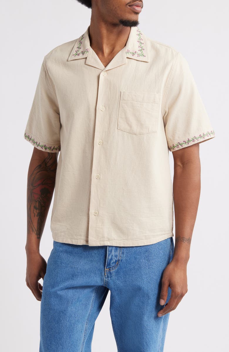 Corridor Embroidered Hopsack Camp Shirt, Main, color,
