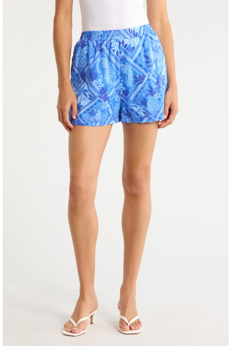 Kaidy Tropical High Waisted Shorts, Main, color, BLUE
