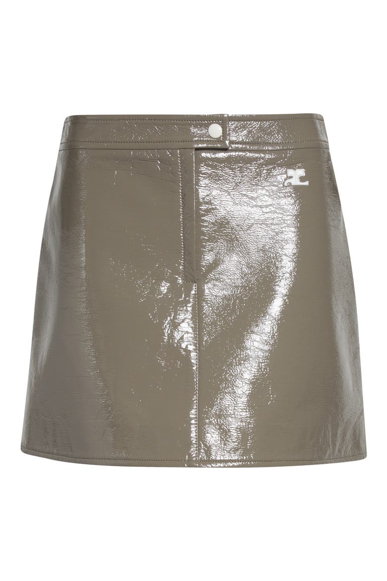 Re-Edition Vinyl Miniskirt, Alternate, color, LIGHT MOCHA