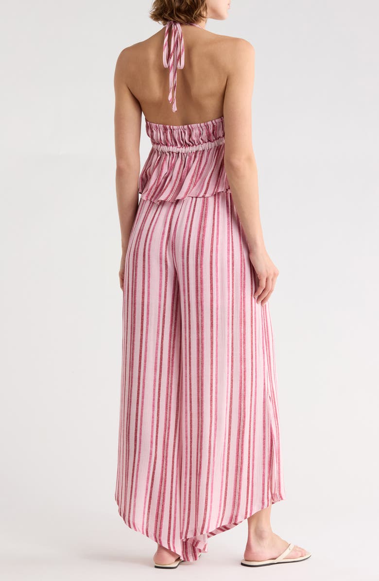 Madden Girl Stripe Halter Neck Crop Top & Pants Set, Alternate, color, Plum Multi