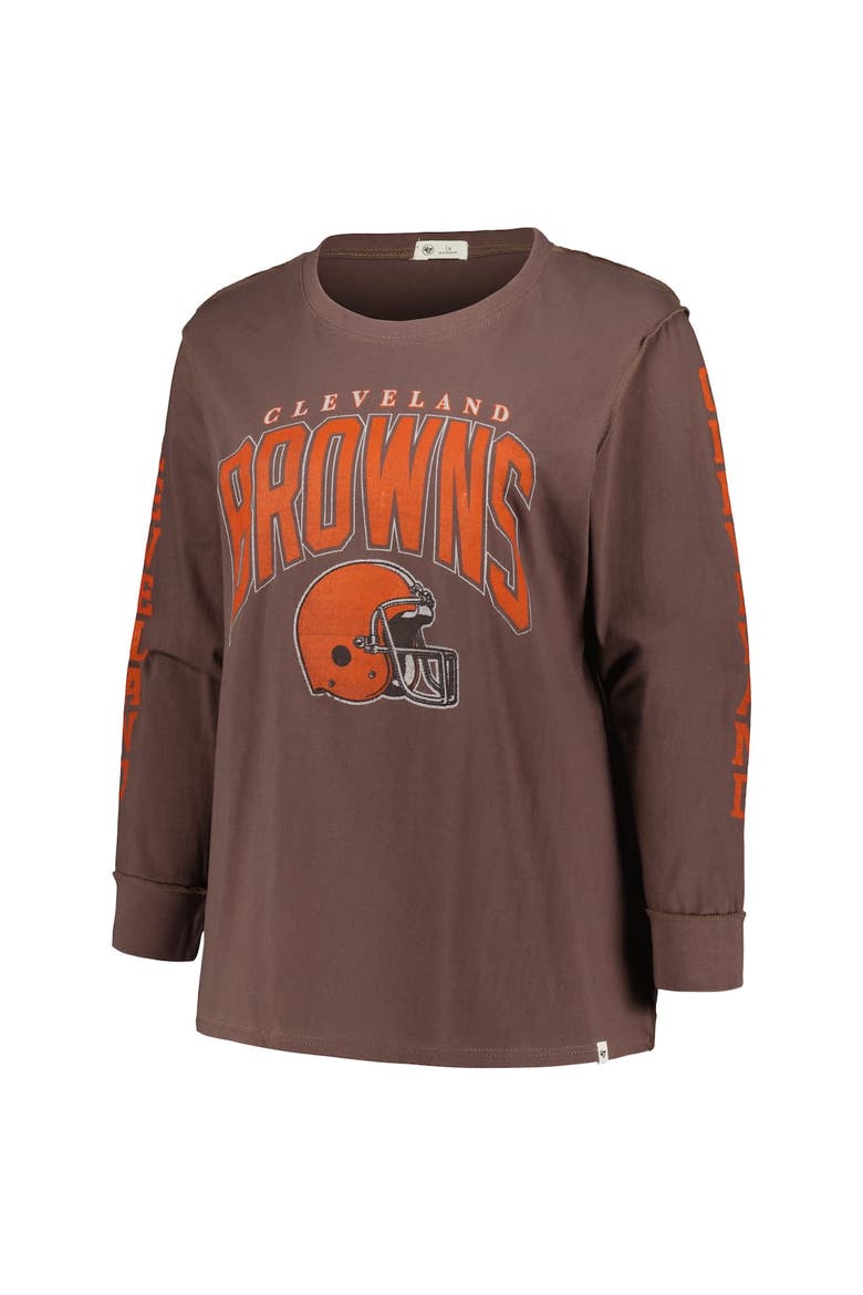 Women's '47 Brown Cleveland Browns Plus Size Honey Cat SOA Long Sleeve T-Shirt, Alternate, color, Brown
