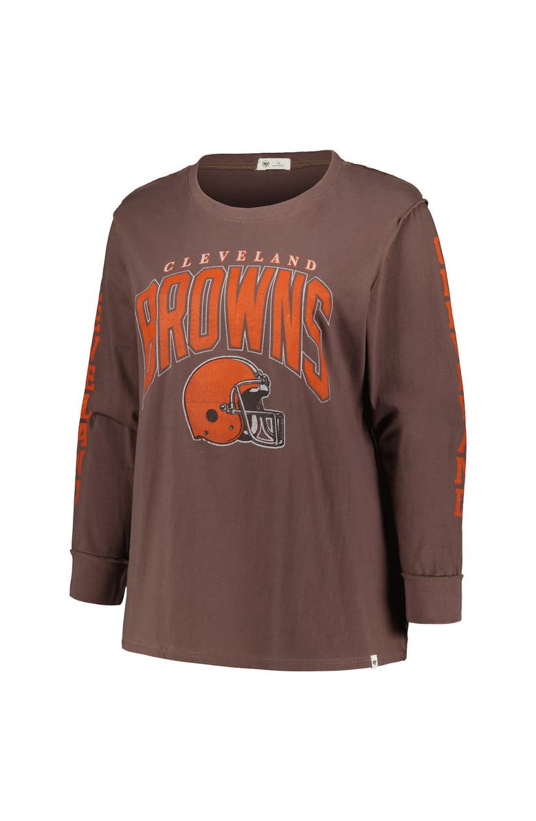 '47 Women's '47 Brown Cleveland Browns Plus Size Honey Cat SOA Long Sleeve T-Shirt, Alternate, color, Brown
