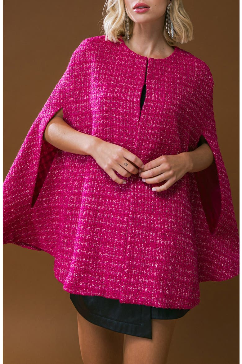 Tweed Cape, Alternate, color, FUCHSIA