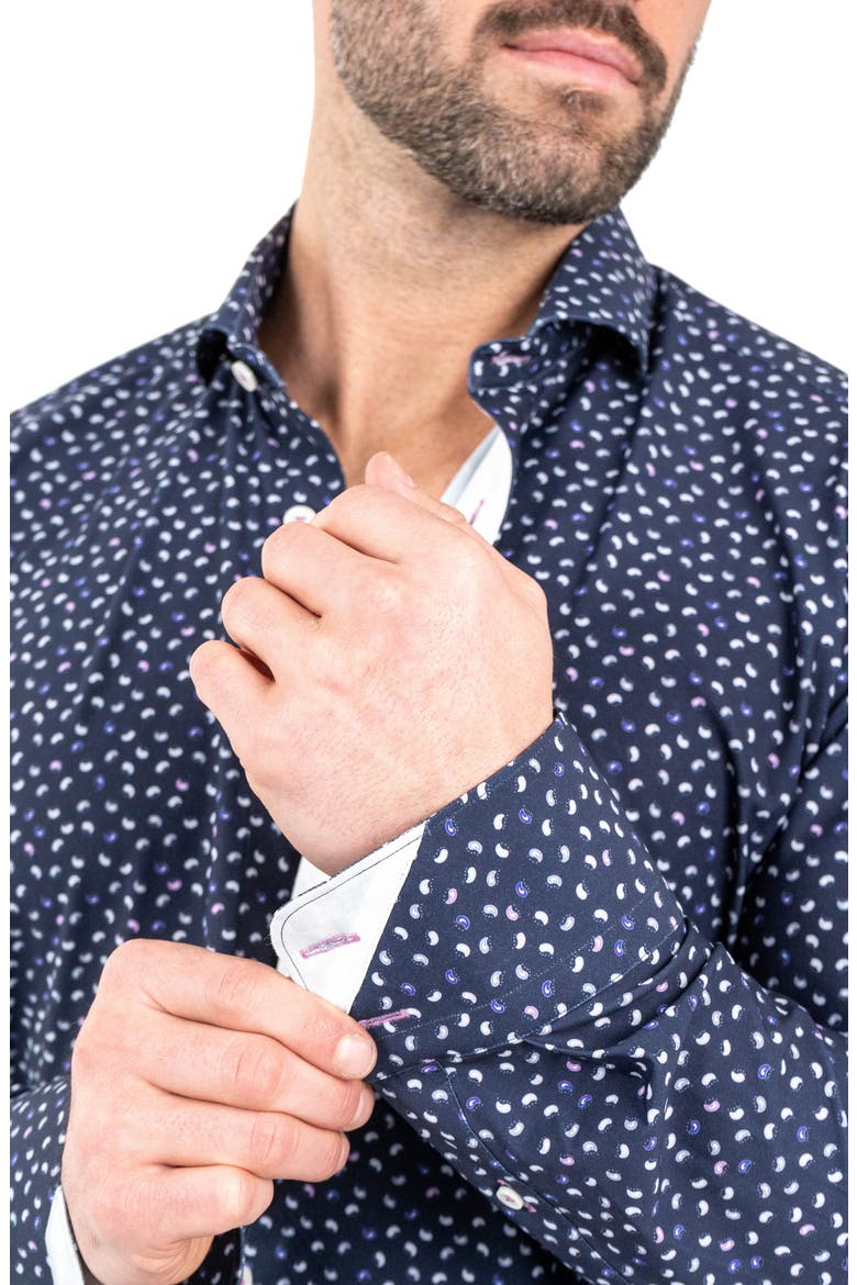 Einstein Paisley Print Stretch Button-Up Shirt, Alternate, color, BLUE
