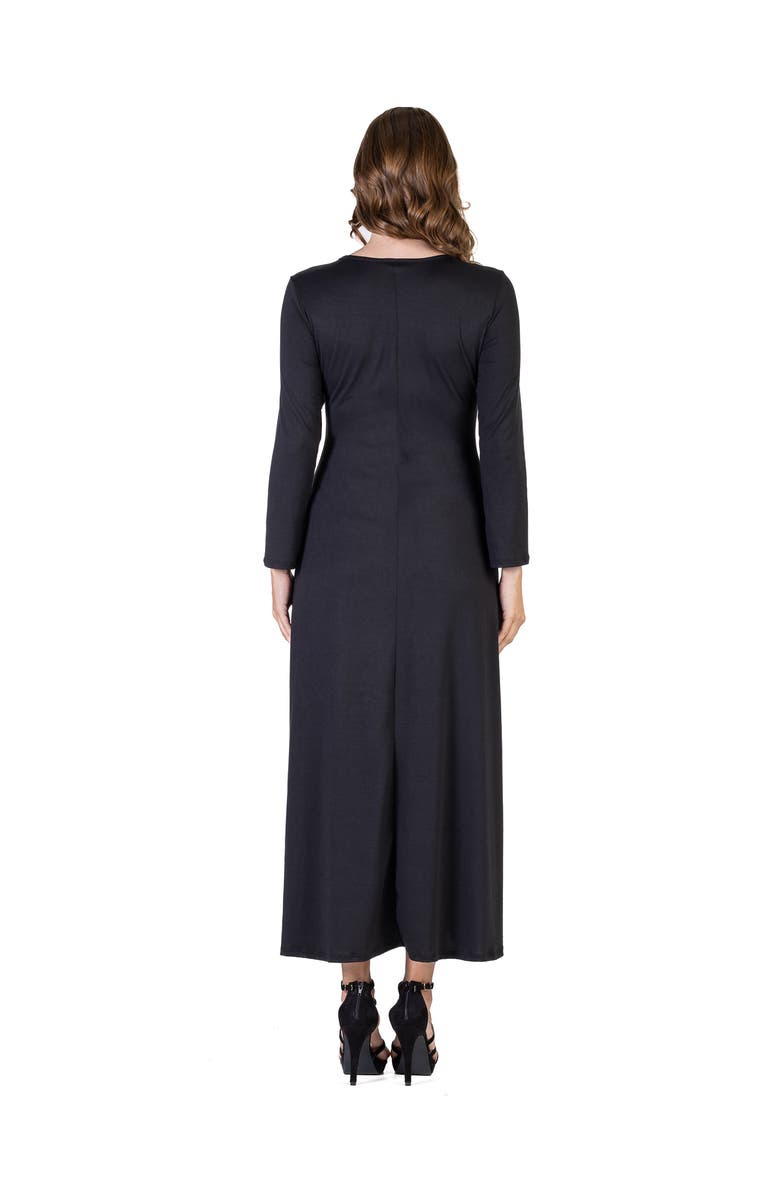 24seven Comfort Apparel Womens Long Sleeve Maxi Dress, Alternate, color, Black