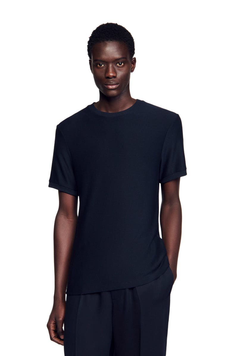 SANDRO Mock neck T-shirt, Alternate, color, Midnight Blue