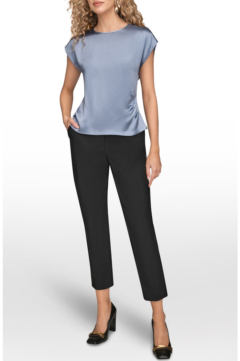 Cap Sleeve Stretch Silk Top, Alternate, color, TEMPEST