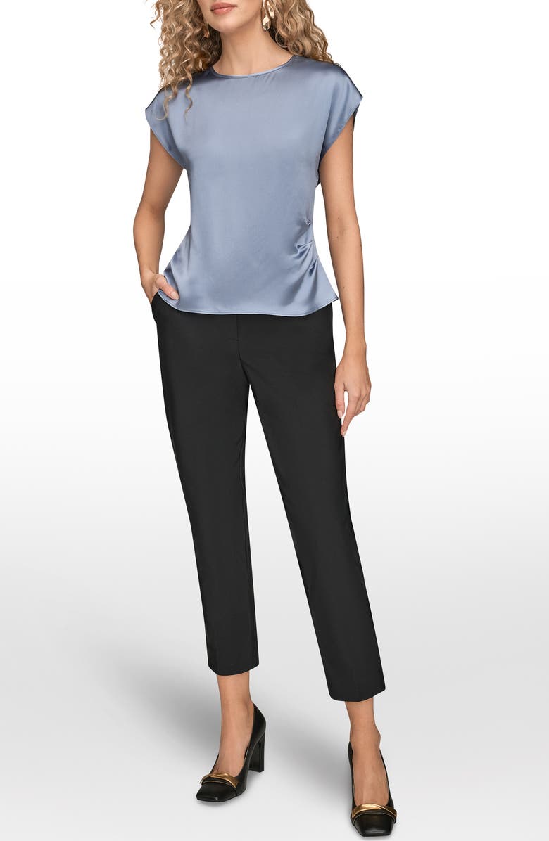 Donna Karan New York Cap Sleeve Stretch Silk Top, Alternate, color, Tempest