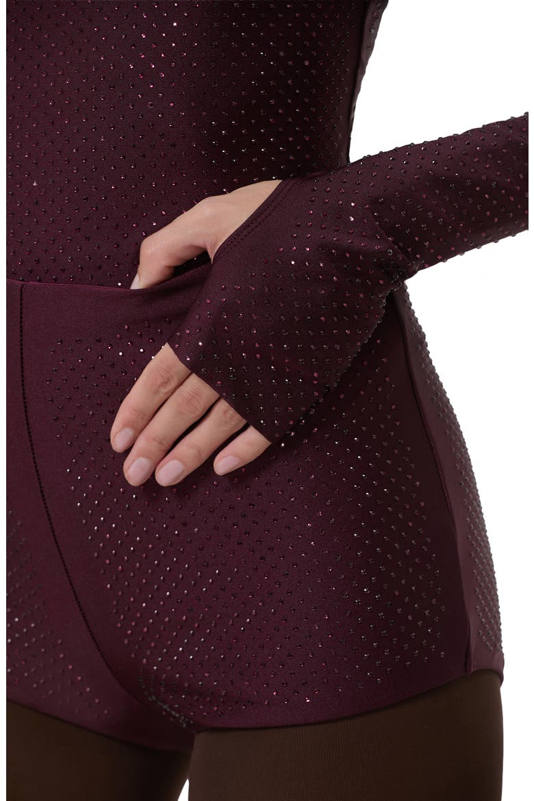 Kaylee Stud Accent Long Sleeve Mesh Top, Alternate, color, VINEYARD