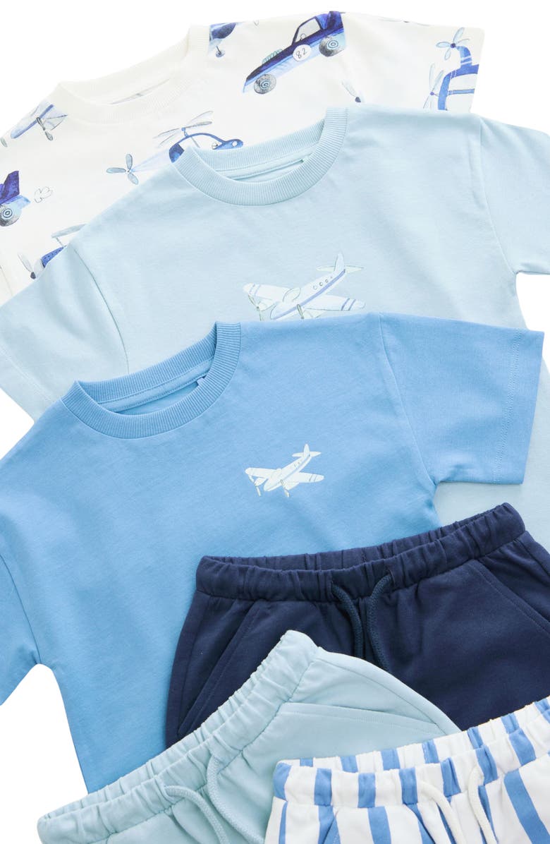 NEXT Kids' Transport Graphic T-Shirts & Shorts 3-Pack, Alternate, color, Blue