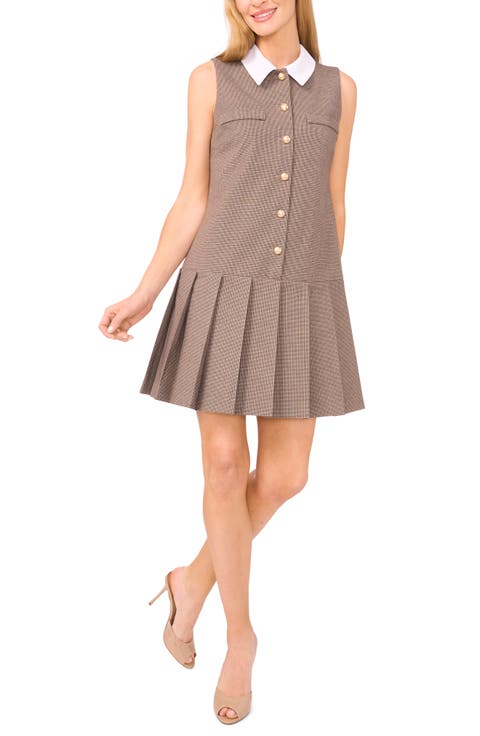 Houndstooth Sleeveless Drop Waist Dress