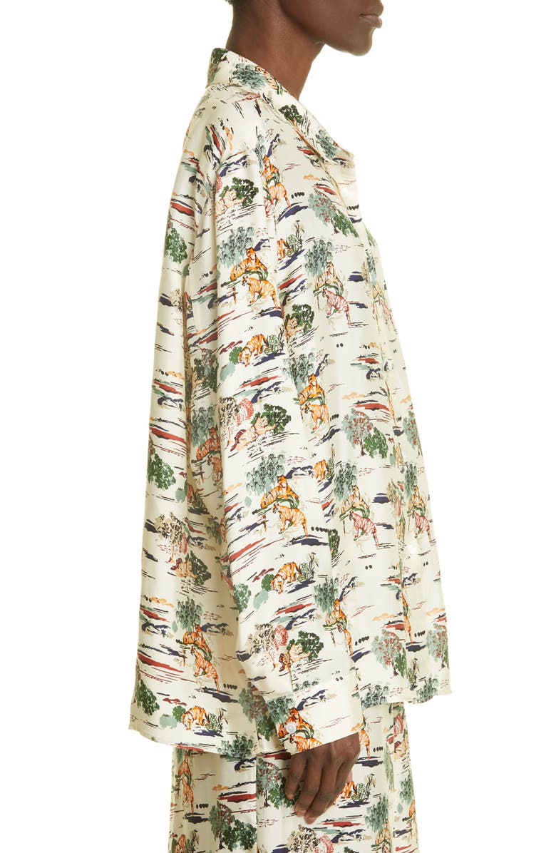 Khaite Garo Silk Button-Up Shirt, Alternate, color, 