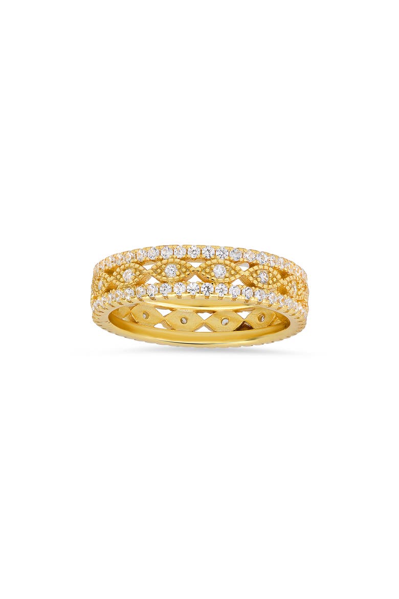 Sterling Silver Cubic Zirconia Evil Eye Eternity Band Ring, Main, color, GOLD