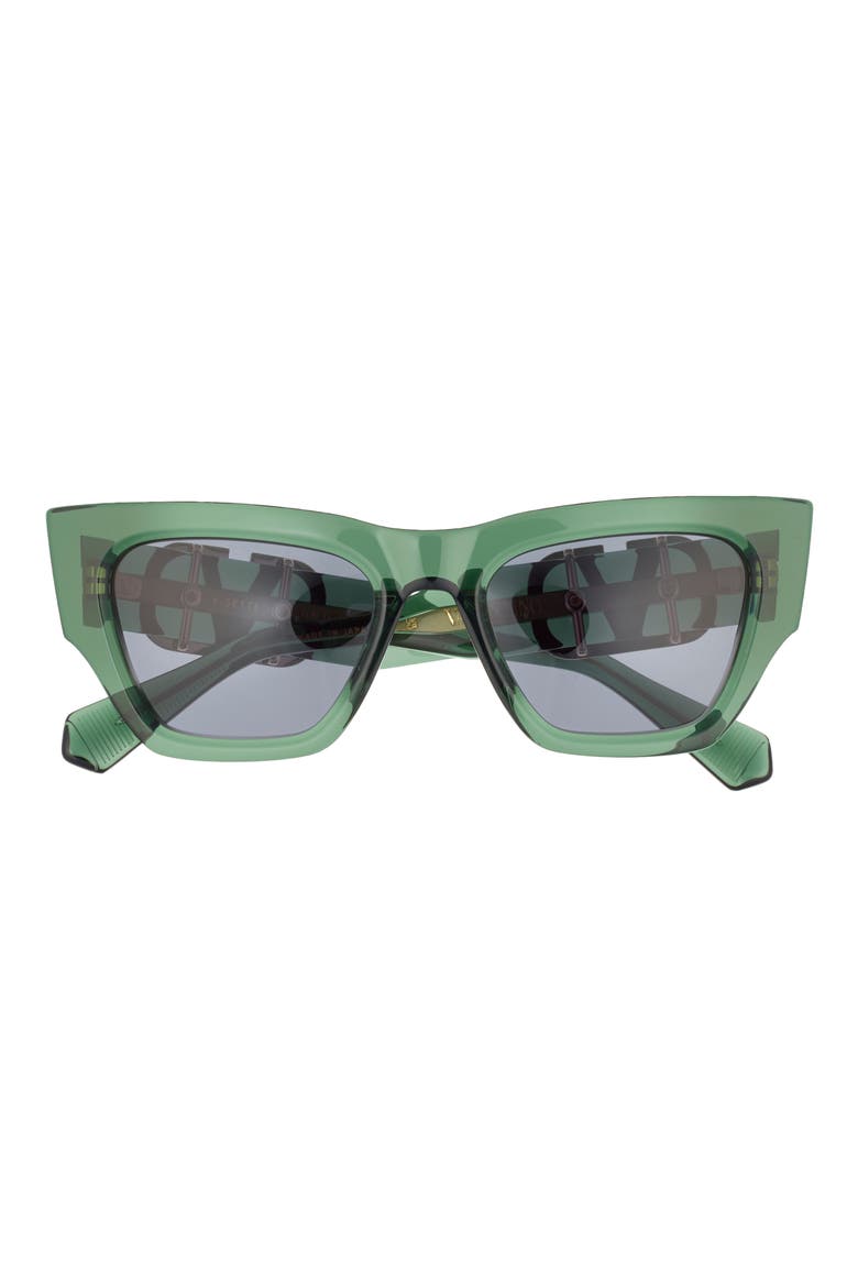 52mm Cat Eye Sunglasses, Main, color, GREEN GREEN GREY