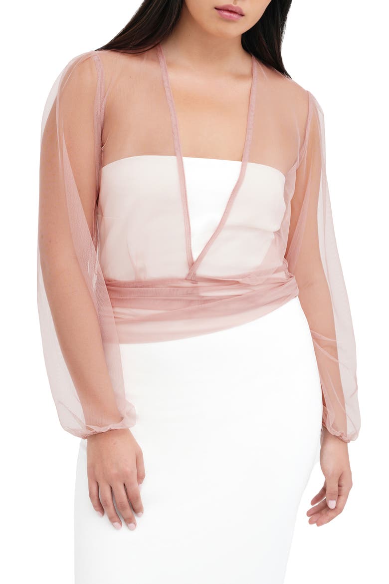 Verona Sheer Mesh Wrap Bolero, Main, color, DUSTY PINK