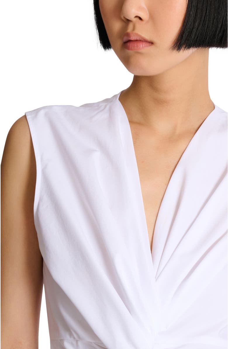 Balmain Draped sleeveless cotton poplin shirt, Alternate, color, White