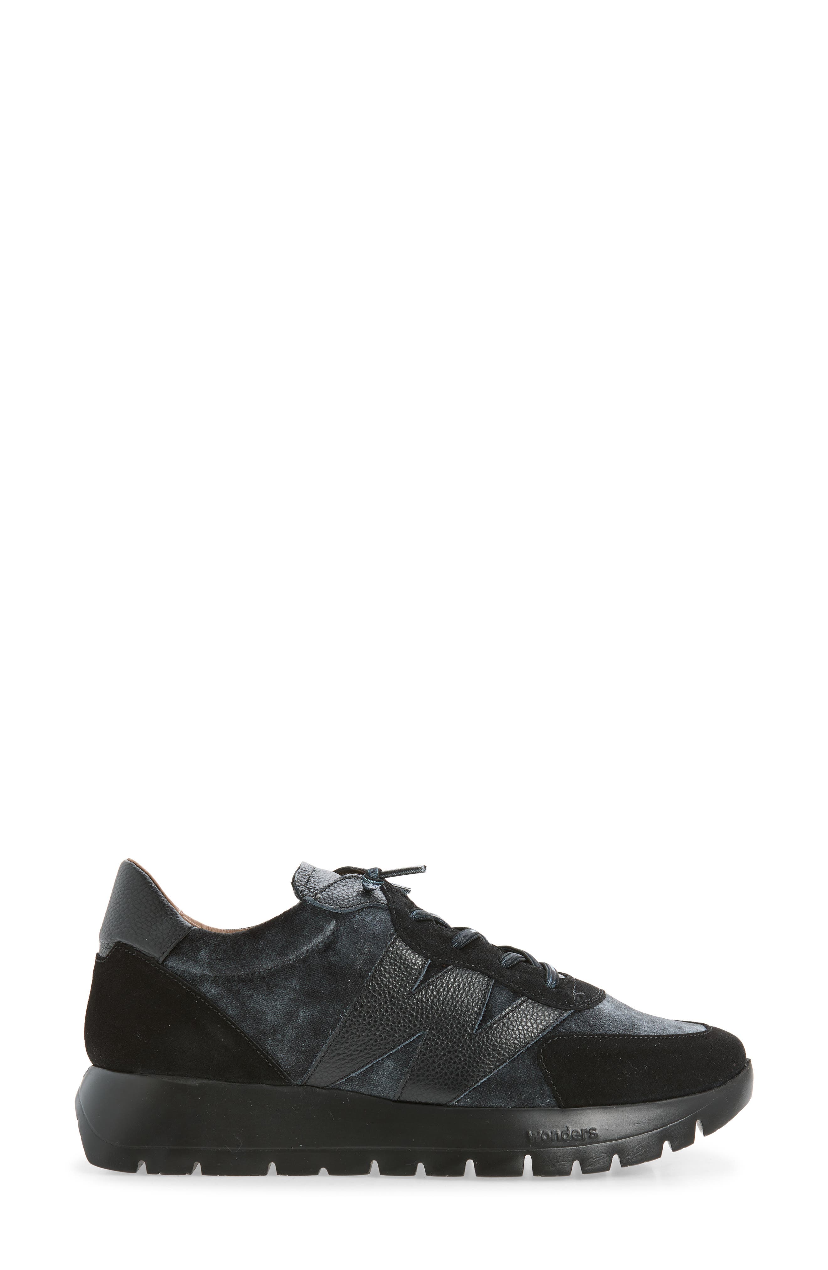 Velvet Platform Sneaker, Alternate, color, BLACK