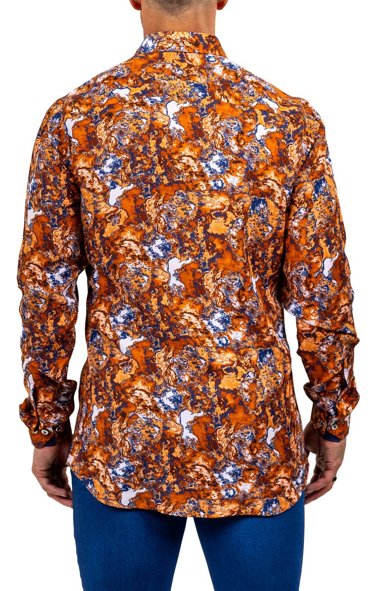 Maceoo Fibonacci Marthyr 0272 Contemporary Fit Button-Up Shirt, Alternate, color, Brown