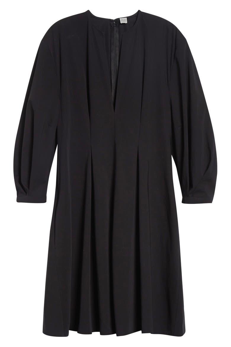 Bishop Sleeve Cotton Dress, Alternate, color, BLACK