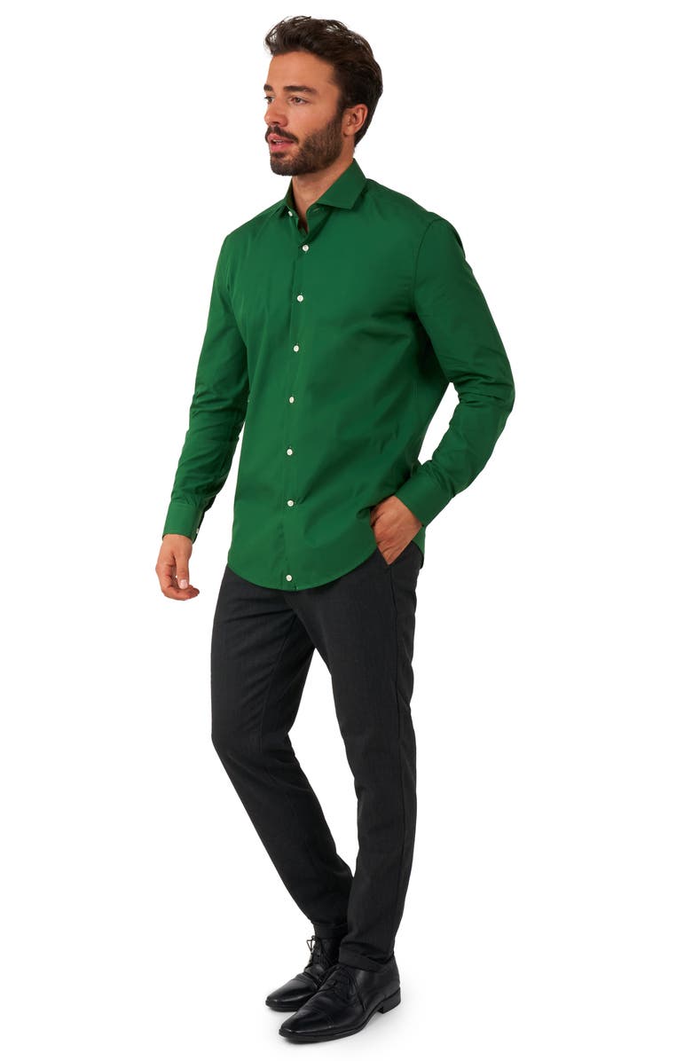 OppoSuits Glorious Green Solid Button-Up Shirt, Alternate, color, Green