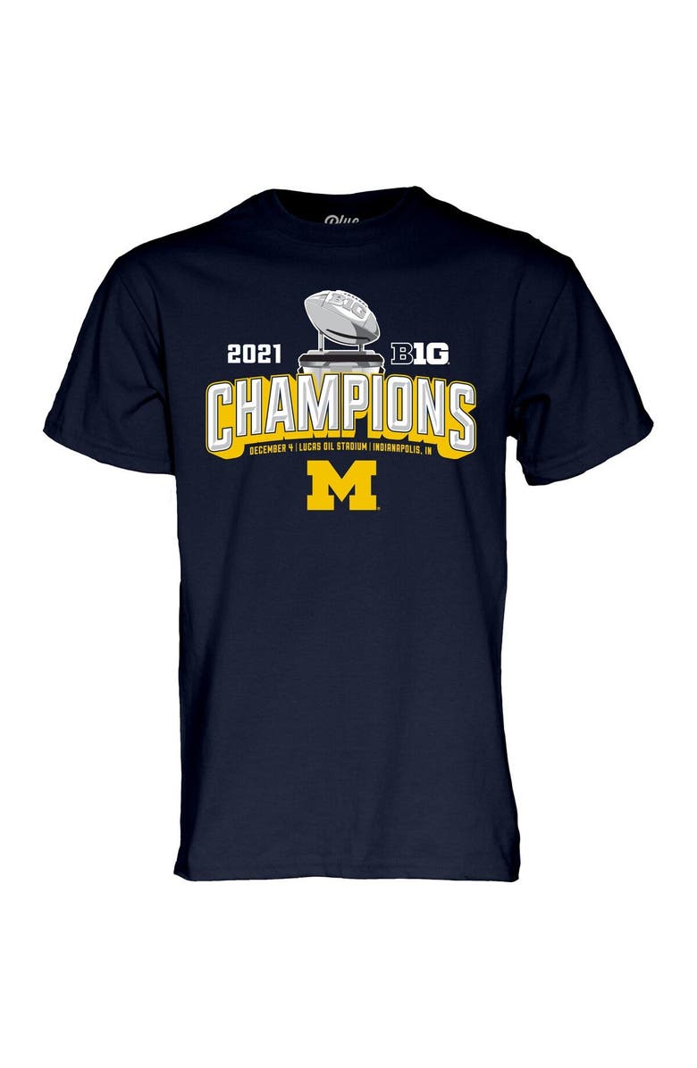 BLUE 84 Men's Blue 84 Navy Michigan Wolverines 2021 Big Ten Football Conference Champions Locker Room T-Shirt, Alternate, color, 