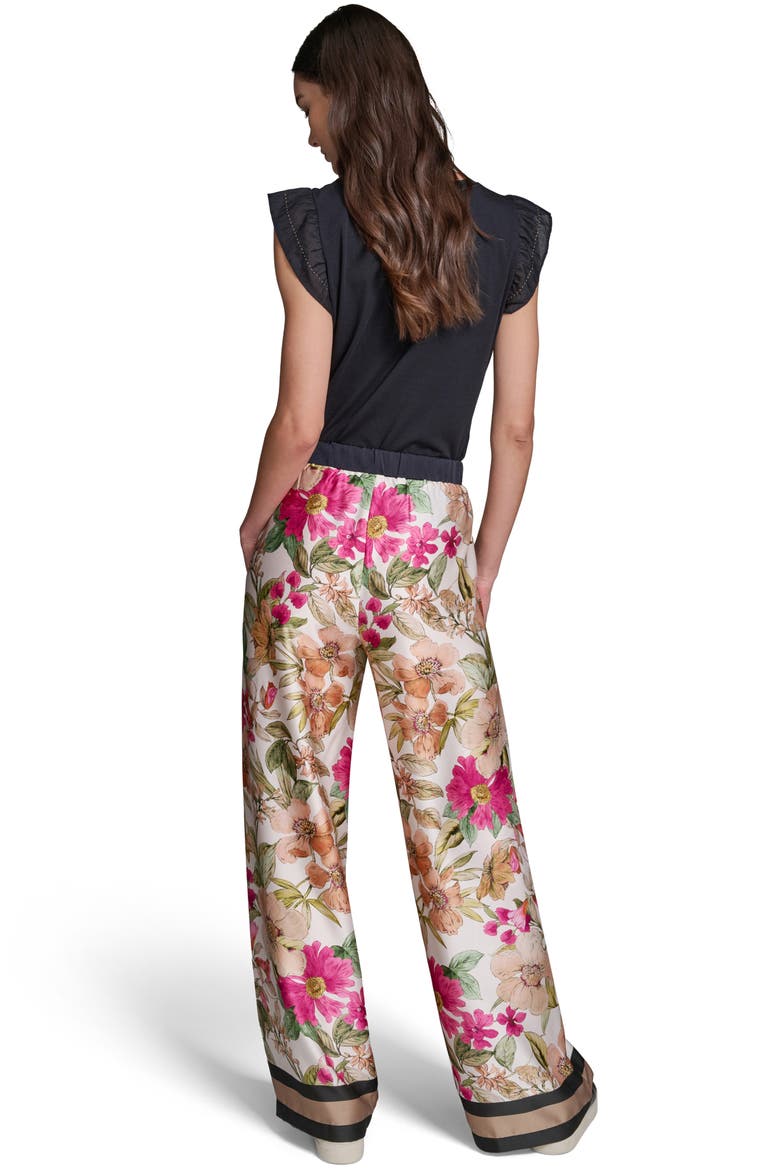 Floral Print Wide Leg Pants, Alternate, color, BISQUE/ LIGHT BLUSH COMBO