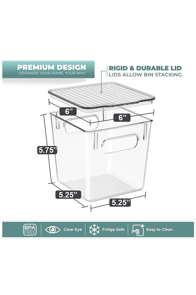 Set of 4 Small Stackable Bins, Alternate, color, CLEAR