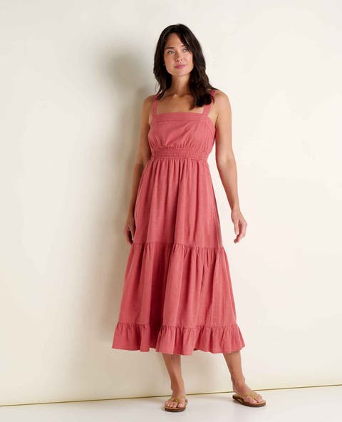 Taj Hemp Tiered Midi Sleeveless Dress