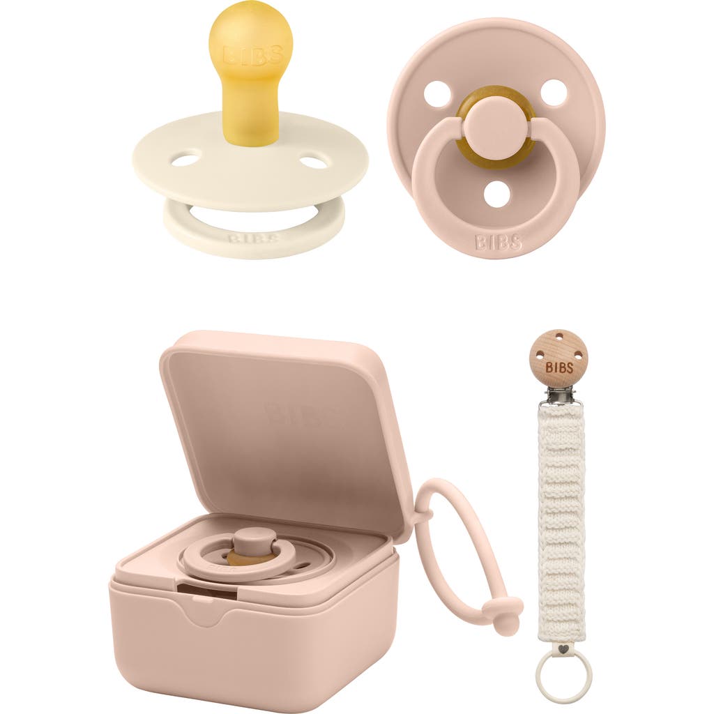 BIBS Pacifer, Pacifier Box & Pacifier Clip Set in Blush/Ivory at Nordstrom