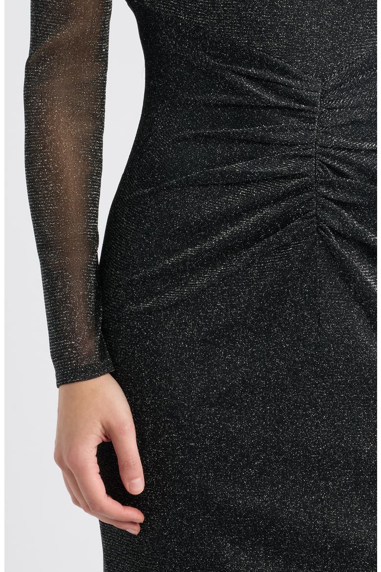 Glitter Long Sleeve Body-Con Dress, Alternate, color, BLACK