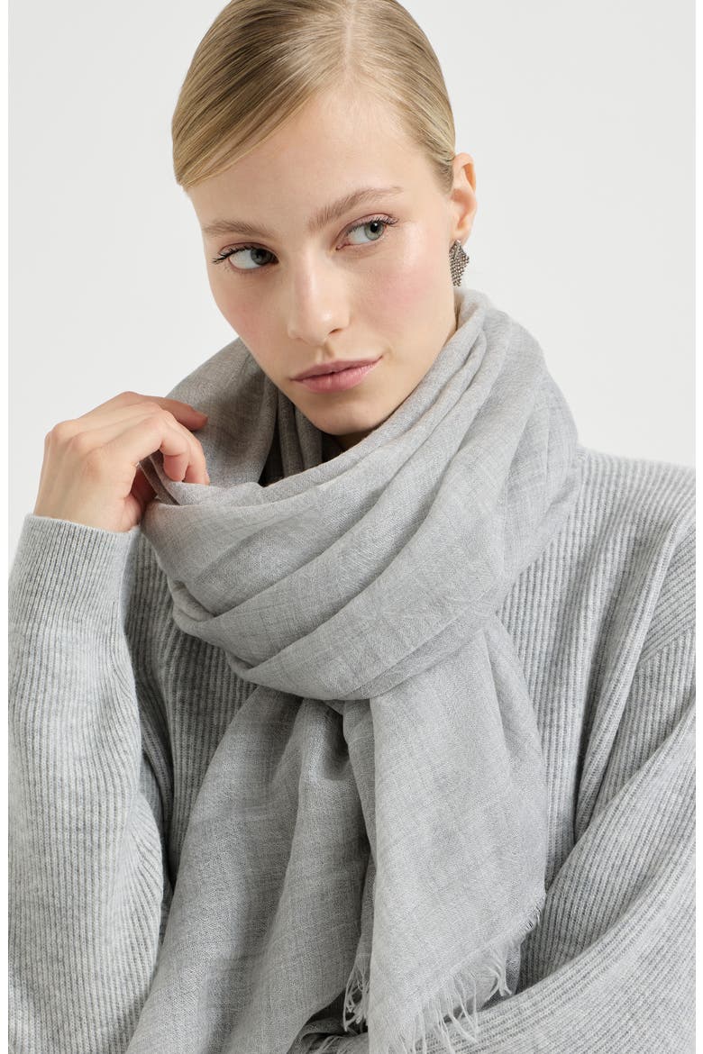 Cashmere and silk scarf, Alternate, color, Light Grey
