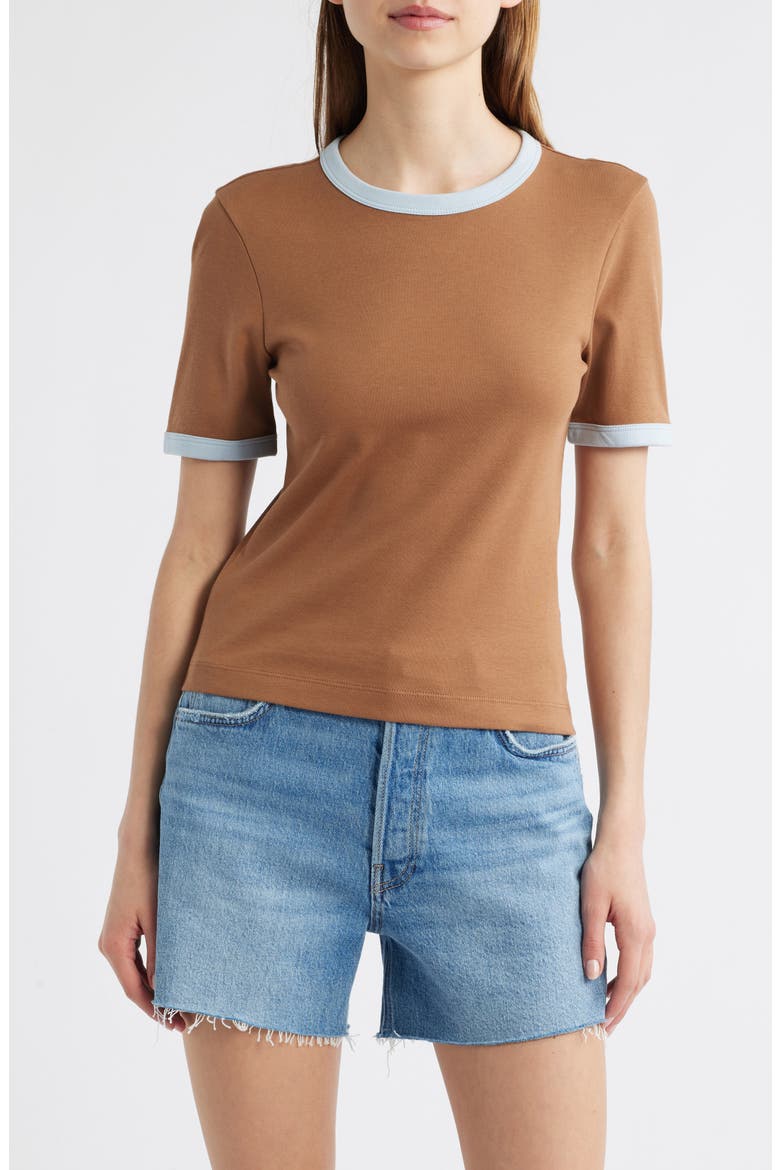 Mia Cotton Ringer T-Shirt, Main, color, BROWN MULTI