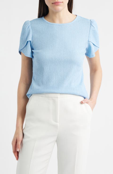 Tulip Sleeve Pebble Knit Top