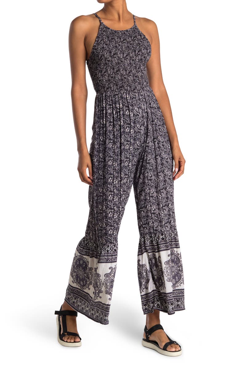 Angie Smocked Printed Jumpsuit, Main, color, 