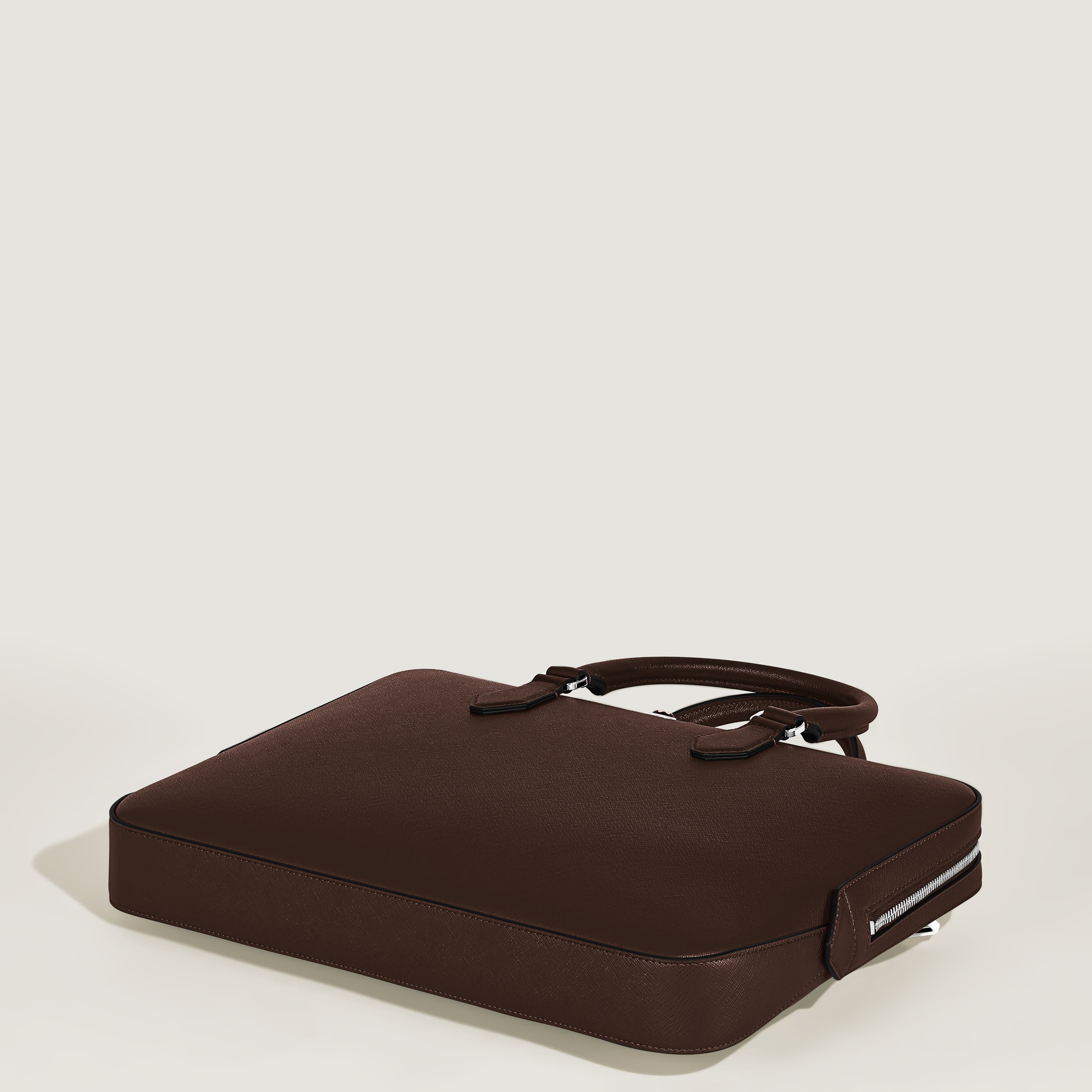 Sartorial Leather Thin Briefcase, Alternate, color, EBONY