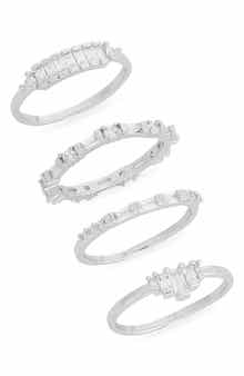 Set of 4 Cubic Zirconia Baguette Rings