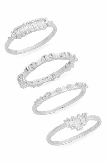 Set of 4 Cubic Zirconia Baguette Rings