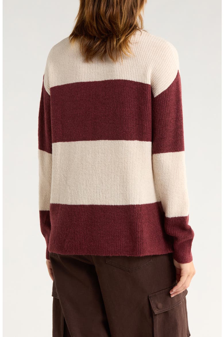 Stripe Rugby Polo Sweater, Alternate, color, CREME/ CRIMSON