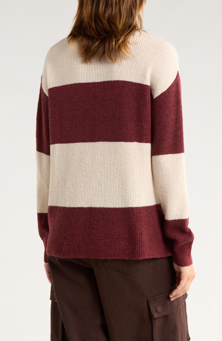 Vigoss Stripe Rugby Polo Sweater, Alternate, color, Creme/ Crimson