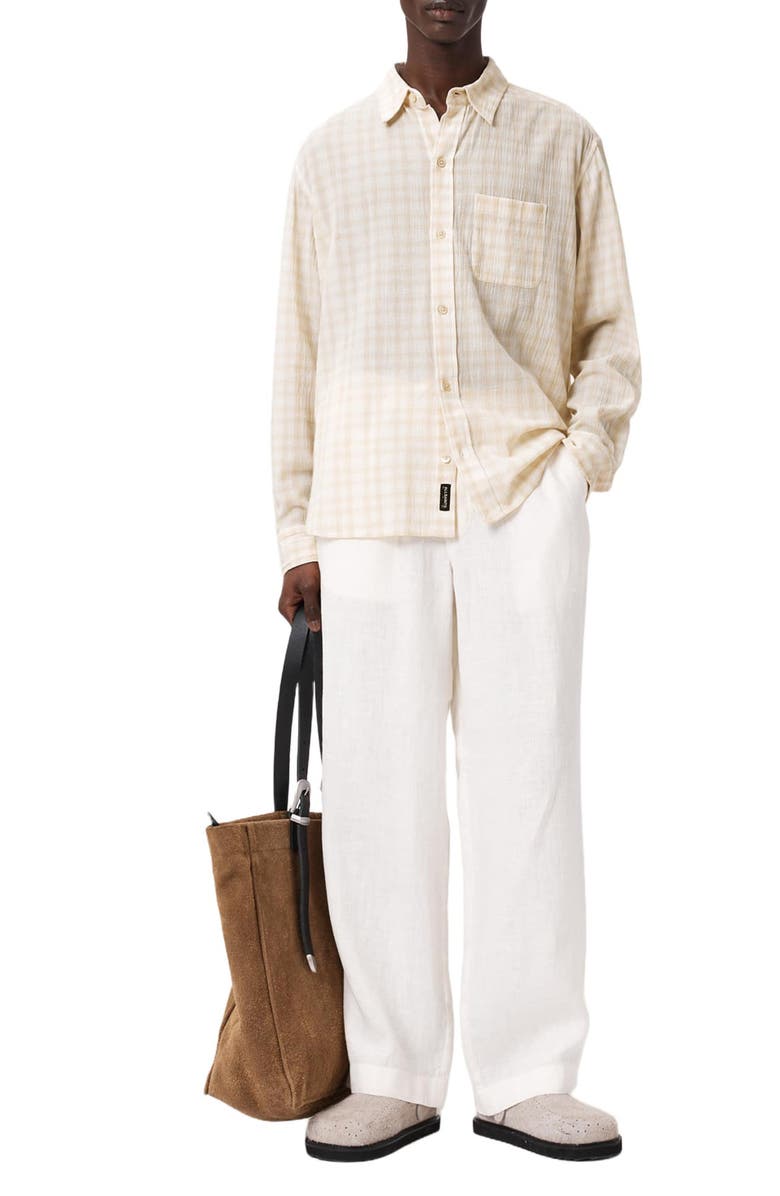 AllSaints Toya Check Cotton Button-Up Shirt, Alternate, color, Sandstone Brown