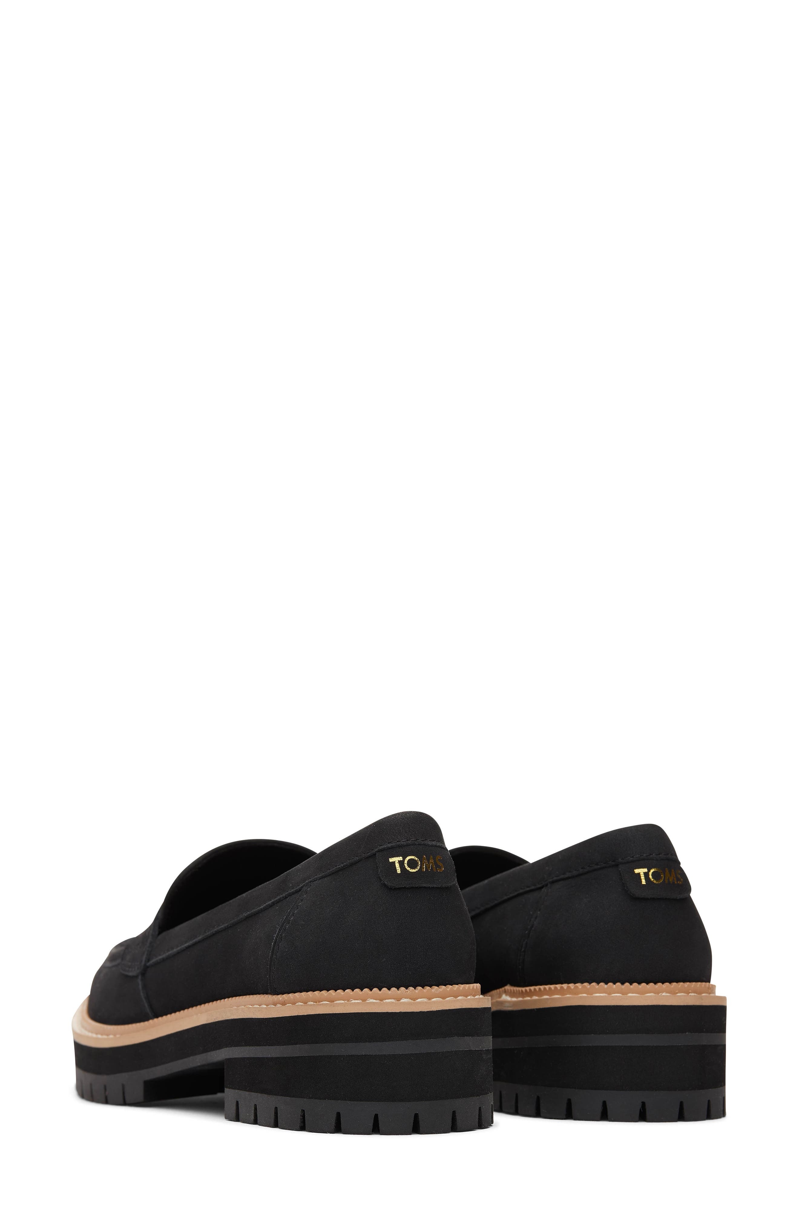 TOMS Cara Platform Penny Loafer, Alternate, color, Black