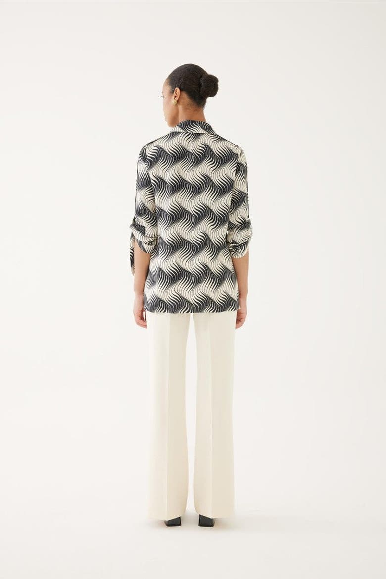 Printed Viscose Shirt, Alternate, color, BONE-BLACK