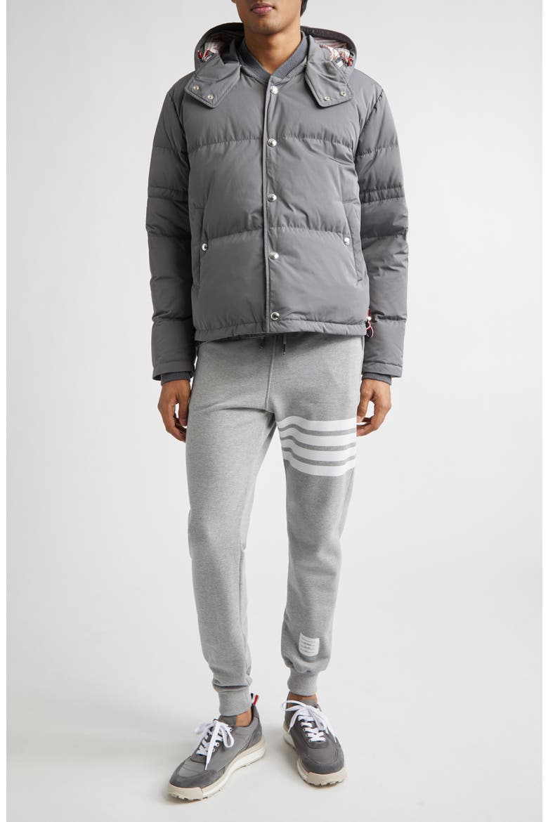 Down Bomber Puffer Jacket with Removable Hood, Alternate, color, MEDIUM GREY